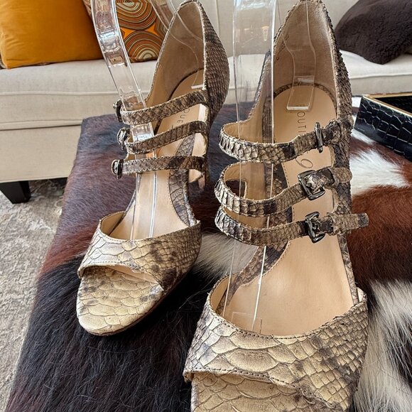 GORGEOUS LEATHER ANIMAL PRINT HEELS - SZ 10 - Picture 3 of 8